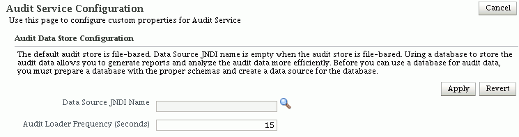 Audit store configuration