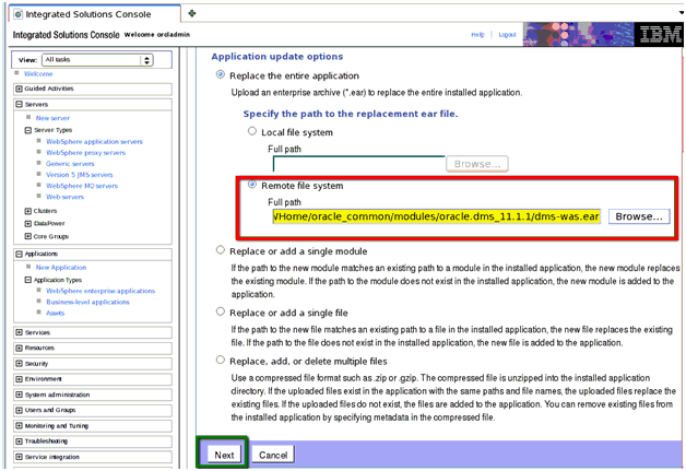 Specify Full Path to Application EAR File