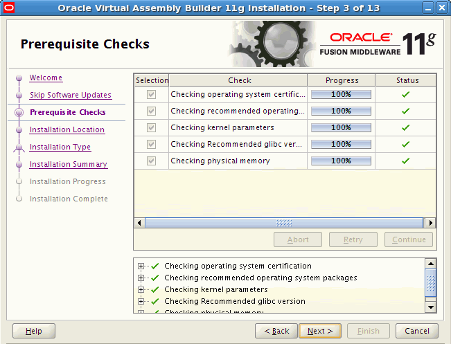 Prerequisites Checks page