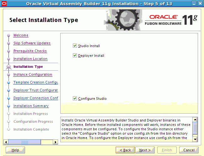 Instance Configuration page