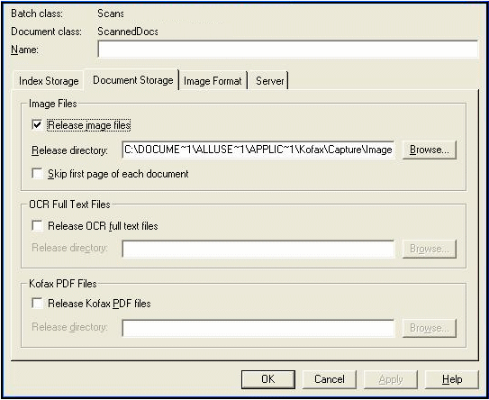 Document Storage Tab window