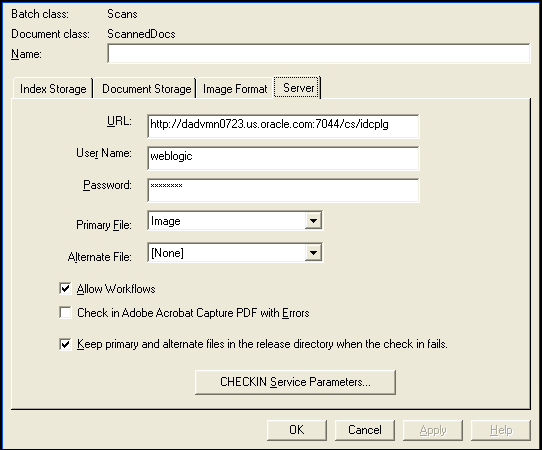 Server Tab window