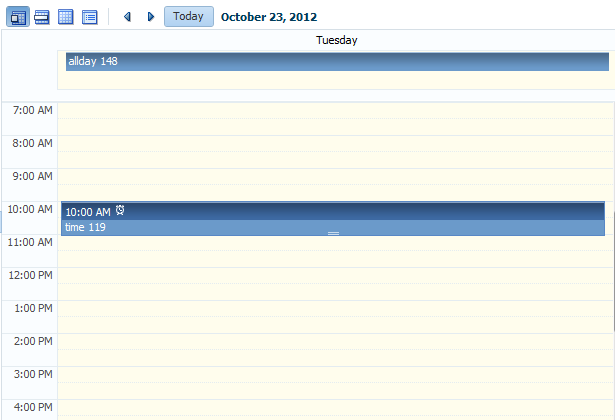Toolbar in Day View of a Calendar