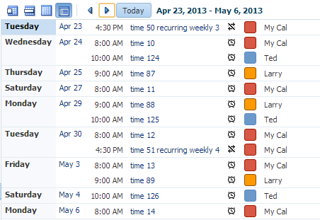 dayType List Type for List View