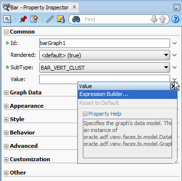 bar graph value attribute dropdown menu