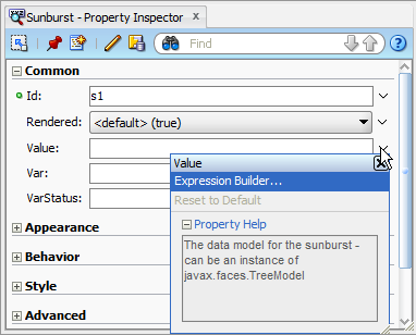 Sunburst value attribute dropdown menu
