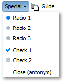 Menu items that use the Type attribute
