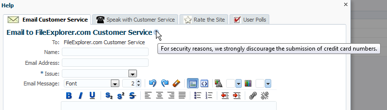 Definition message is a mouseover tip