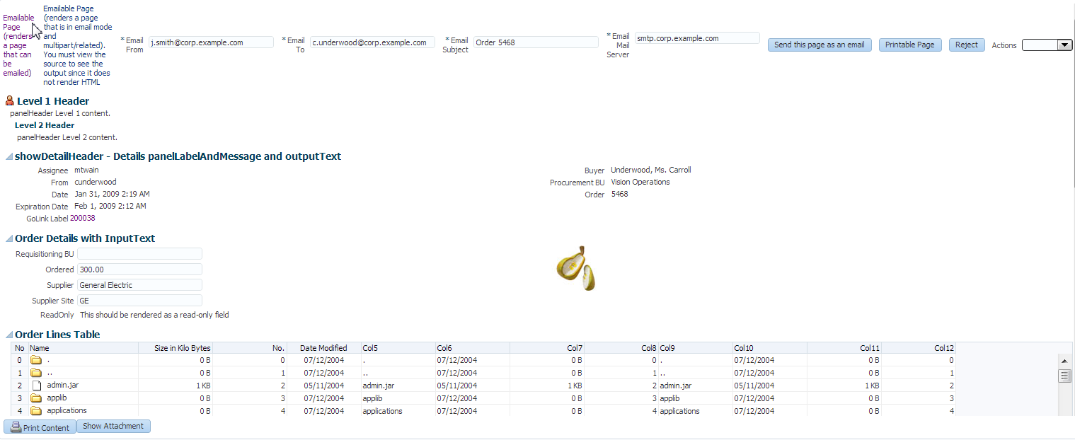 Purchase Order Web Page