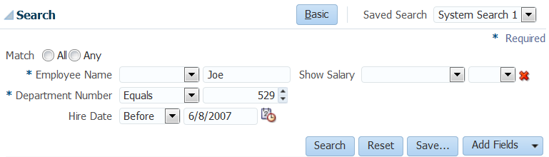 Dynamic search criteria