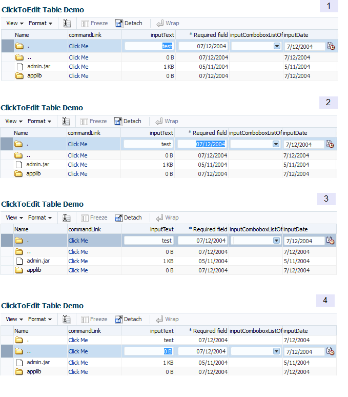 Tab Traversal Sequence in a table
