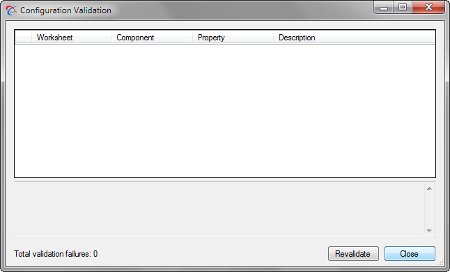 Configuration Validation dialog box with no errors