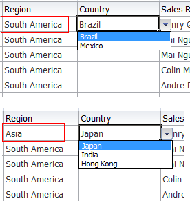 Runtime Dependent List of Values in Table Component Columns