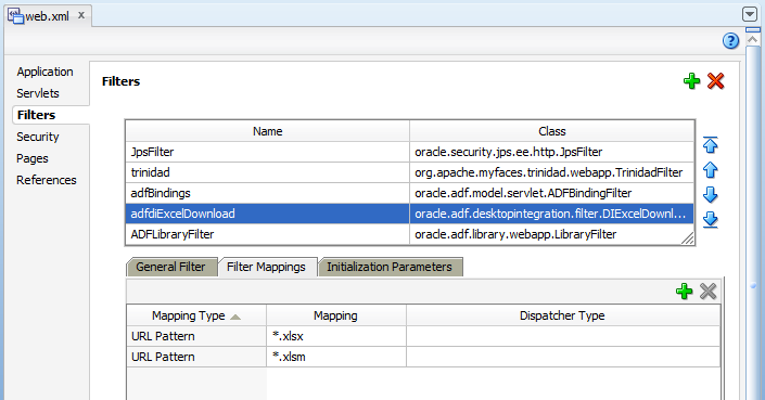 Displays Filters page properties.