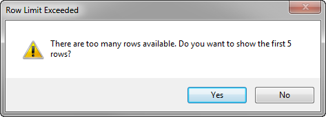 Row Limit Exceeded Warning Message
