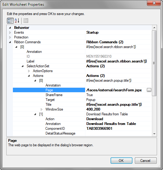 Ribbon Command Configured to open a Web Page