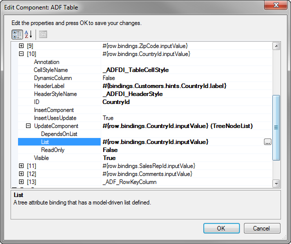 Table Component Column to Display a List of Values