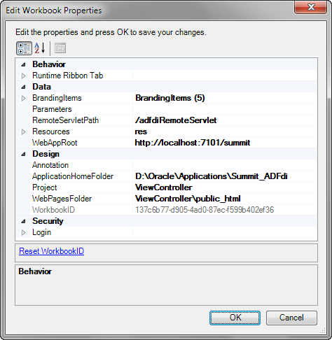 Workbook Properties dialog