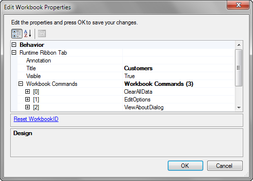Workbook Properties for Runtime Ribbon tab