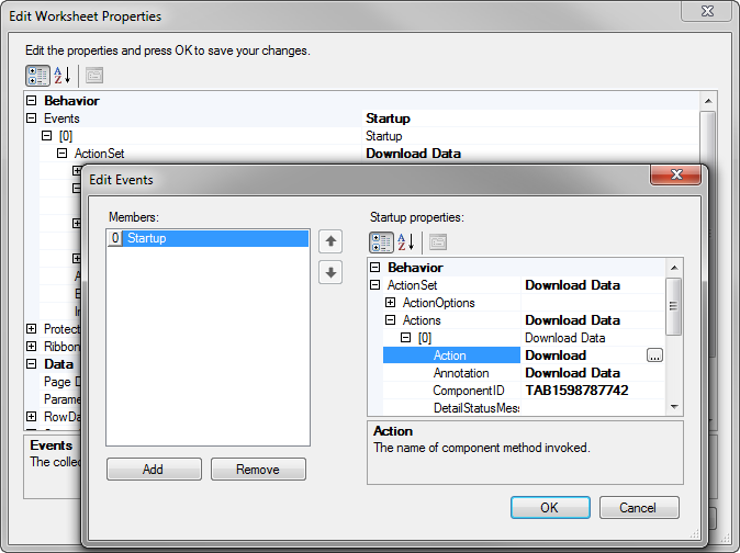 Worksheet Startup event invokes an ActionSet