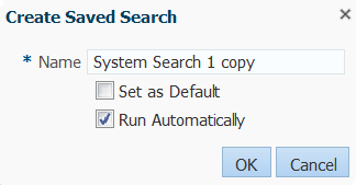 Saved search dialog.