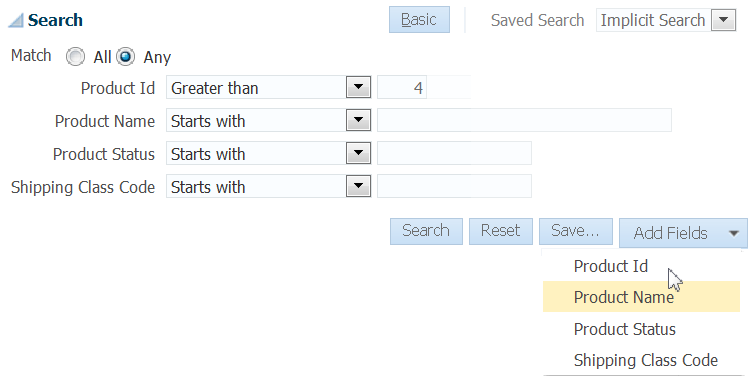 Dynamically add search criteria