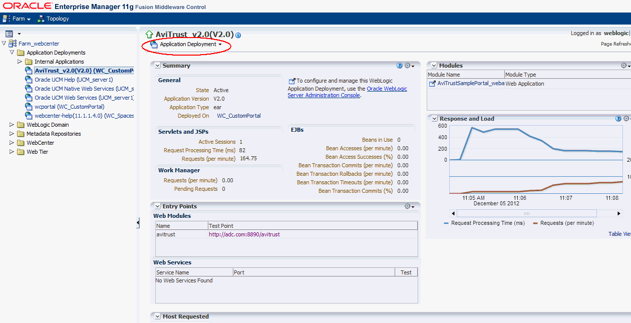 Framework Application Home Page