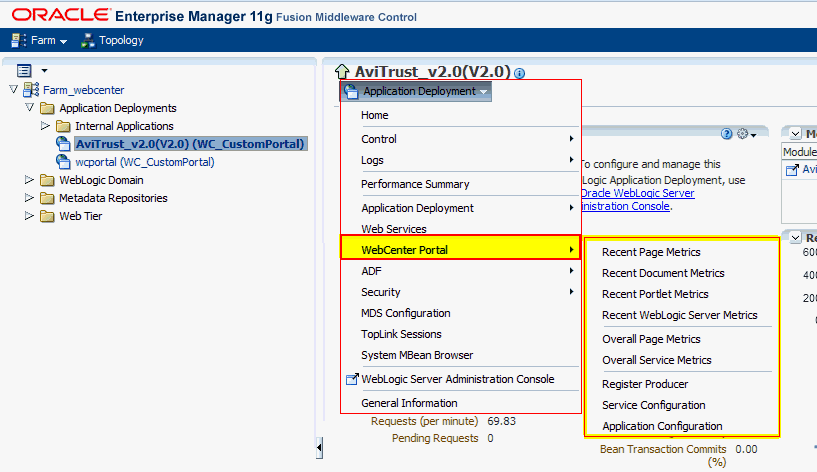Displaying the Framework Application Home Page and Menu
