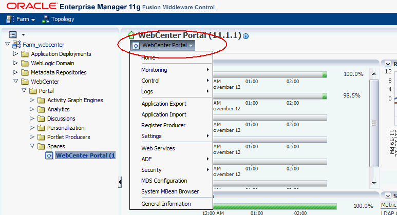 WebCenter Menu for the Spaces Application