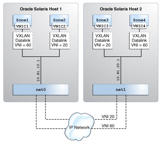 image:This figure illustrates using VXLANs with zones.