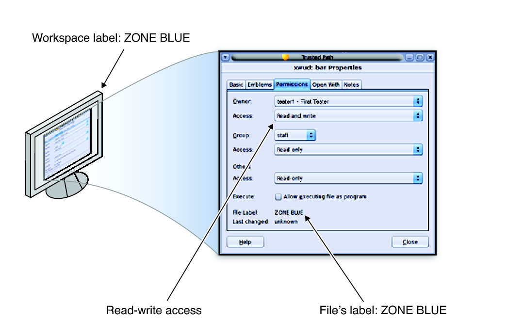 image:Graphic compares the label Internal on a text editor with the label Internal on a file.