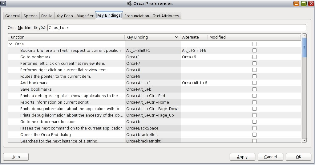 image:Figure displaying the Orca key binding preferences.