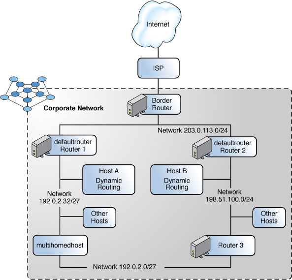 image:Graphic shows an autonomous system with multiple IPv4                             routers.