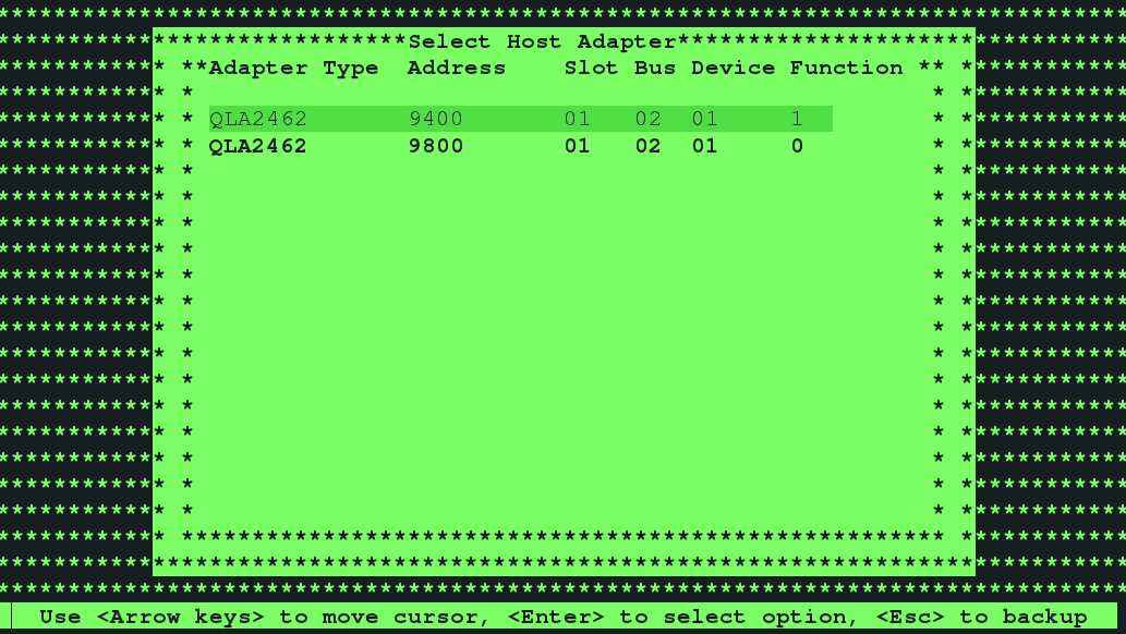 image:Graphic shows HBA Screen BIOS                                         of a QLogic Card.