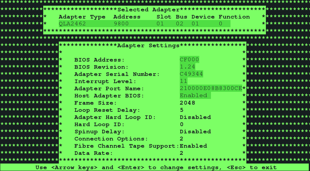 image:Graphic shows HBA BIOS Screen                                         for an HBA WWN.
