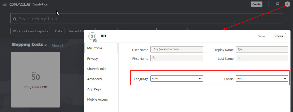 Selección de idioma para páginas de visualización de datos Selección de idioma para páginas de visualización de datos
