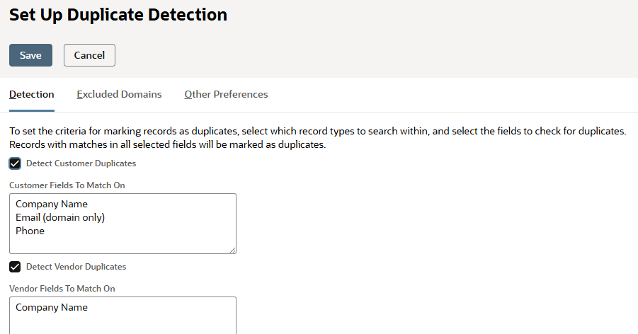 Set Up Duplicate Detection page