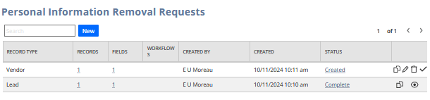 Personal Information Removal Requests page