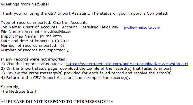 Sample email.