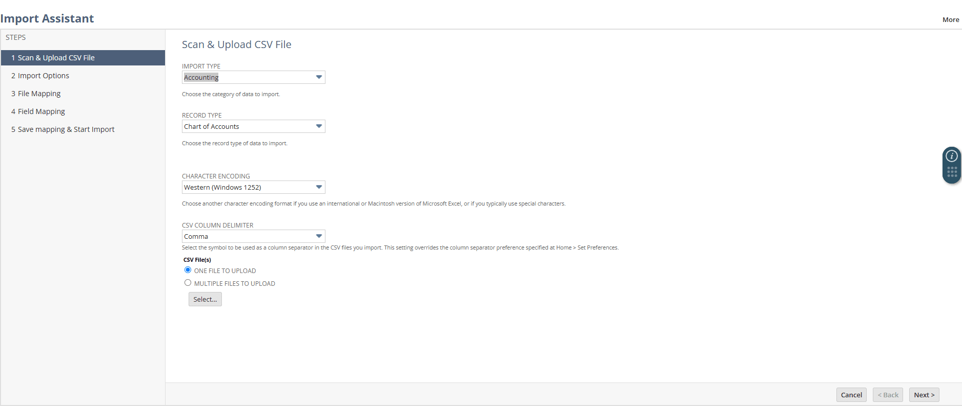 Import Assistant page