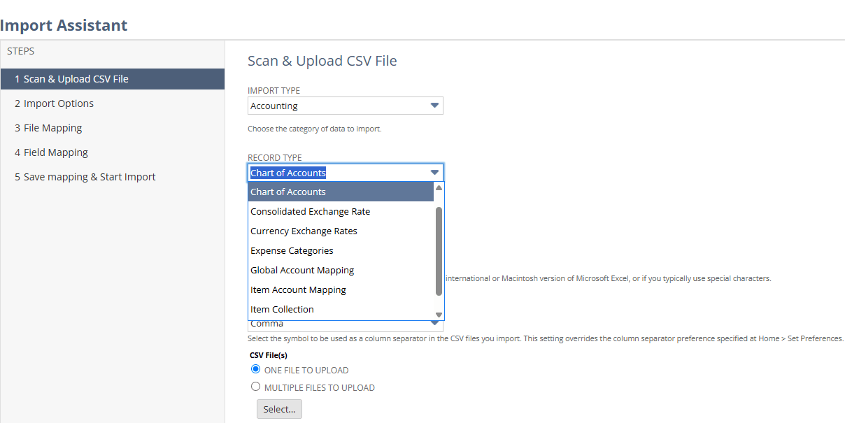 Record Type dropdown list.