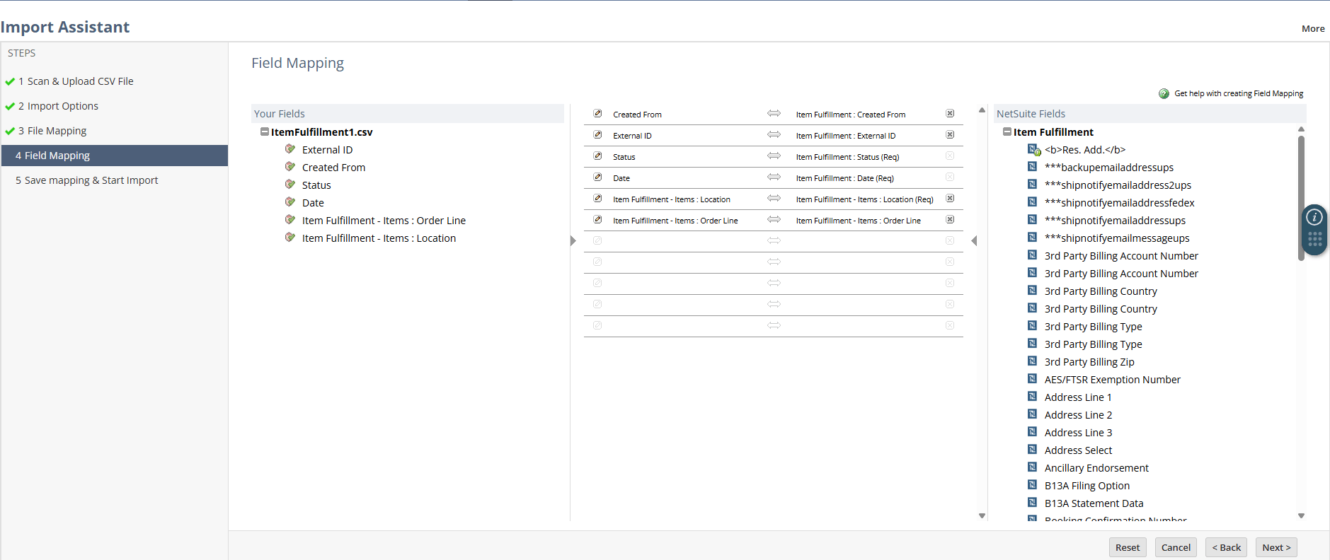 Import Assistant Step 4 Field Mapping.