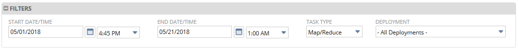 Filters on the SuiteCloud Processors Job Details dashboard.
