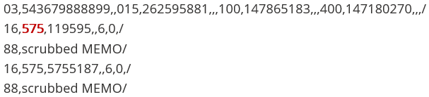 A section of a BAI2-formatted file.