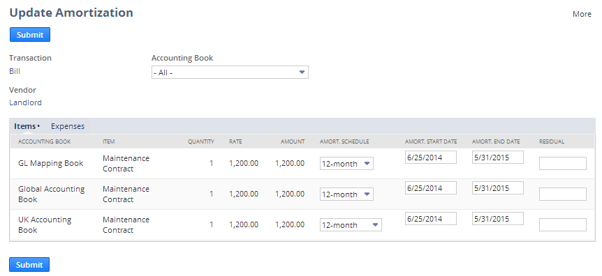 Update amortization page