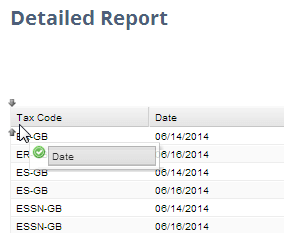 Screenshot of clicking and dragging a column