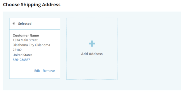 Choose Shipping Address page