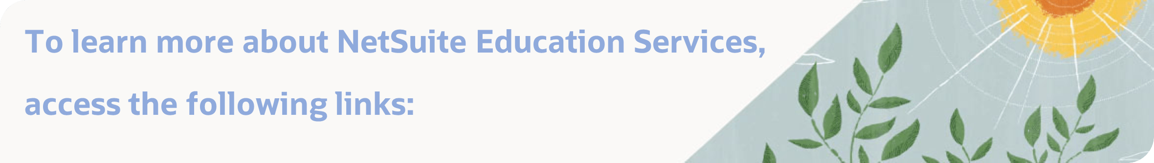 To learn more about NetSuite Educational Services access the following links