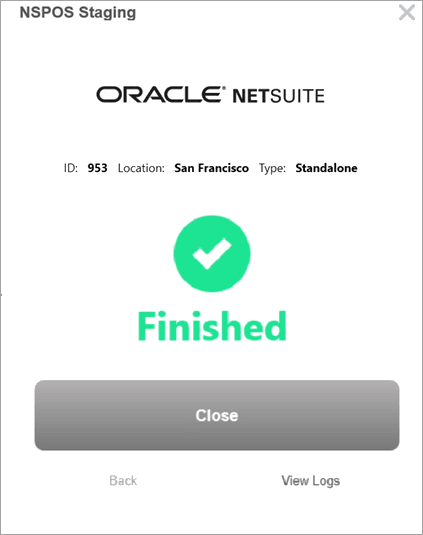 Staging finished message