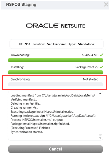 Staging progress with cancel button